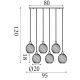Pendule, Lustre suspendate - Lustra cu 6 pendule metal negru, sticla fumurie Radiance