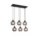 Pendule, Lustre suspendate - Lustra cu 6 pendule metal negru, sticla fumurie Radiance