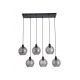Pendule, Lustre suspendate - Lustra cu 6 pendule metal negru, sticla fumurie Radiance