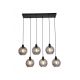 Pendule, Lustre suspendate - Lustra cu 6 pendule metal negru, sticla fumurie Radiance