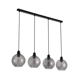 Lustra cu 4 pendule metal negru, sticla fumurie Radiance