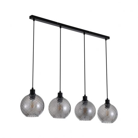 Pendule, Lustre suspendate - Lustra cu 4 pendule metal negru, sticla fumurie Radiance