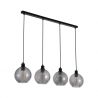 Lustra cu 4 pendule metal negru, sticla fumurie Radiance