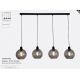 Pendule, Lustre suspendate - Lustra cu 4 pendule metal negru, sticla fumurie Radiance