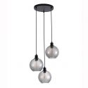 Lustra cu 3 pendule metal negru, sticla fumurie Radiance