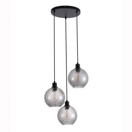 Pendule, Lustre suspendate - Lustra cu 3 pendule metal negru, sticla fumurie Radiance