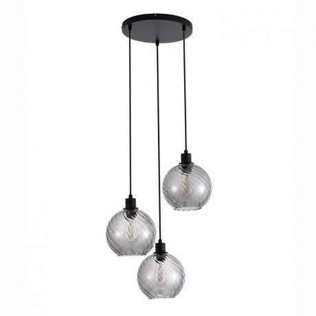 Pendule, Lustre suspendate - Lustra cu 3 pendule metal negru, sticla fumurie Radiance