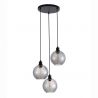 Lustra cu 3 pendule metal negru, sticla fumurie Radiance