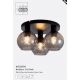 Plafoniere - Plafoniera cu 3 becuri metal negru, sticla fumurie Radiance