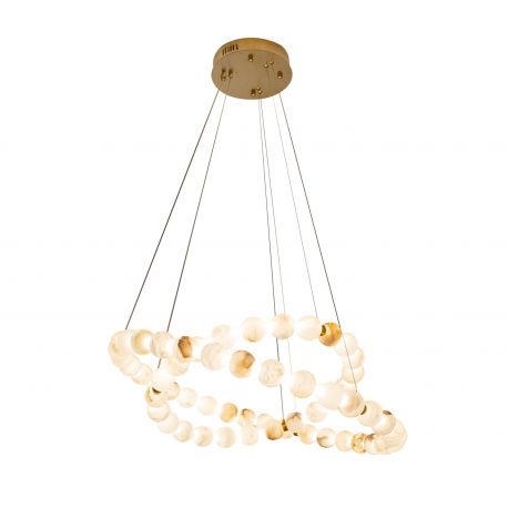 Candelabre, Lustre - Lustra decorativa metal auriu, piatra naturala LED Coralys