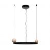 Lustra circulara aluminiu negru, piatra naturala LED Solaris