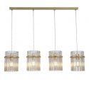 Lustra suspendata metal auriu, tije din sticla Swizzle 4L