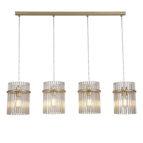 Pendule, Lustre suspendate - Lustra suspendata metal auriu, tije din sticla Swizzle 4L