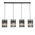 Lustra suspendata metal negru, tije din sticla Swizzle 4L