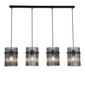 Pendule, Lustre suspendate - Lustra suspendata metal negru, tije din sticla Swizzle 4L