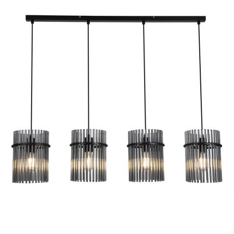 Pendule, Lustre suspendate - Lustra suspendata metal negru, tije din sticla Swizzle 4L