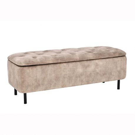Banchete-Tabureti - Bancheta cu spatiu de depozitare Catifea bej, EN VOGUE 120cm