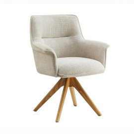 Seturi scaune, HoReCa - Set de 2 scaune pivotante picioare din lemn LE GRAND bej chenille