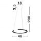 Pendule, Lustre suspendate - Lustra circulara aluminiu negru GREAMY D-46cm