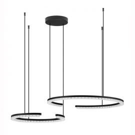 Pendule, Lustre suspendate - Lustra circulara aluminiu negru GREAMY D-93cm