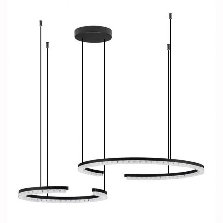 Pendule, Lustre suspendate - Lustra circulara aluminiu negru GREAMY D-93cm