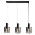 Lustra suspendata metal negru, sticla fumurie Sweden 3L