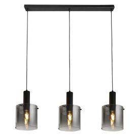 Pendule, Lustre suspendate - Lustra suspendata metal negru, sticla fumurie Sweden 3L