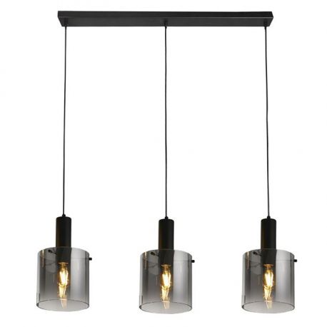 Pendule, Lustre suspendate - Lustra suspendata metal negru, sticla fumurie Sweden 3L