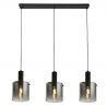 Lustra suspendata metal negru, sticla fumurie Sweden 3L