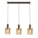 Lustra suspendata metal mocha, sticla amber Sweden 3L