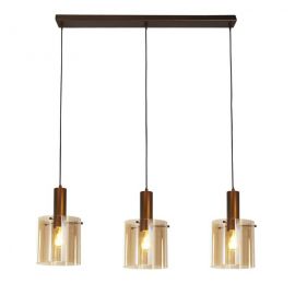 Pendule, Lustre suspendate - Lustra suspendata metal mocha, sticla amber Sweden 3L