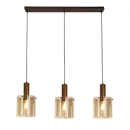 Pendule, Lustre suspendate - Lustra suspendata metal mocha, sticla amber Sweden 3L