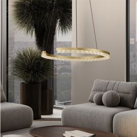 Pendule, Lustre suspendate - Lustra circulara aluminiu auriu GREAMY D-46cm