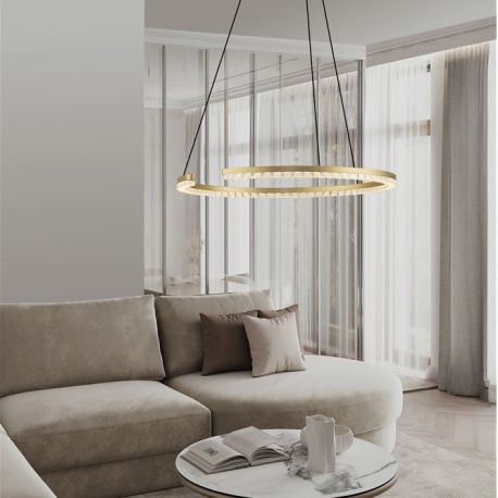 Pendule, Lustre suspendate - Lustra circulara aluminiu auriu GREAMY D-65cm