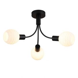 Lustre aplicate - Lustra aplicata metal negru, sticla opal Nova 3L