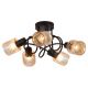 Lustre aplicate - Lustra aplicata 5 becuri metal negru, sticla chihlimbar Knot