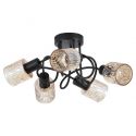 Lustra aplicata 5 becuri metal negru, sticla chihlimbar Knot