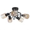 Lustra aplicata 5 becuri metal negru, sticla chihlimbar Knot