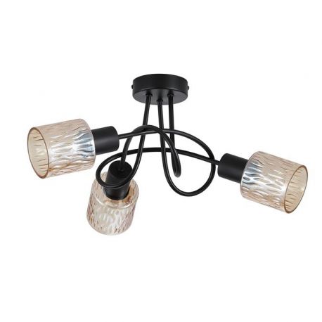 Lustre aplicate - Lustra aplicata 3 becuri metal negru, sticla chihlimbar Knot