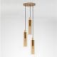 Pendule, Lustre suspendate - Lustra cu 3 pendule metal auriu, sticla chihlimbar ZOELLA
