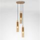 Pendule, Lustre suspendate - Lustra cu 3 pendule metal auriu, sticla chihlimbar ZOELLA