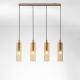 Pendule, Lustre suspendate - Lustra cu 4 pendule metal auriu, sticla chihlimbar ZOELLA