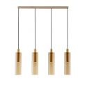 Lustra cu 4 pendule metal auriu, sticla chihlimbar ZOELLA