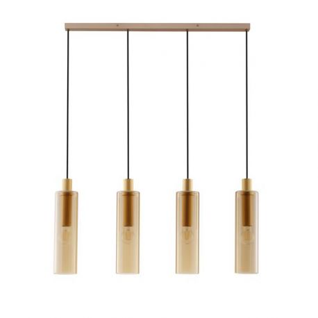Pendule, Lustre suspendate - Lustra cu 4 pendule metal auriu, sticla chihlimbar ZOELLA