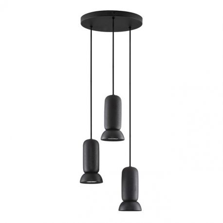 Pendule, Lustre suspendate - Lustra cu 3 pendule ceramica neagra PARLO