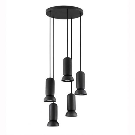 Pendule, Lustre suspendate - Lustra cu 5 pendule ceramica neagra PARLO