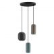 Pendule, Lustre suspendate - Lustra cu 3 pendule metal negru, maro, verde MARLIN