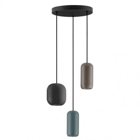Pendule, Lustre suspendate - Lustra cu 3 pendule metal negru, maro, verde MARLIN