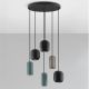 Pendule, Lustre suspendate - Lustra cu 6 pendule metal negru, maro, verde MARLIN