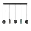 Lustra cu 5 pendule metal negru, maro, verde MARLIN